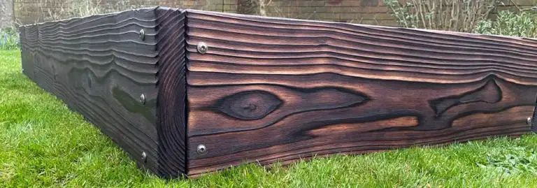 Handcrafted Yakisugi wooden raised bed by The Raised Bed Company