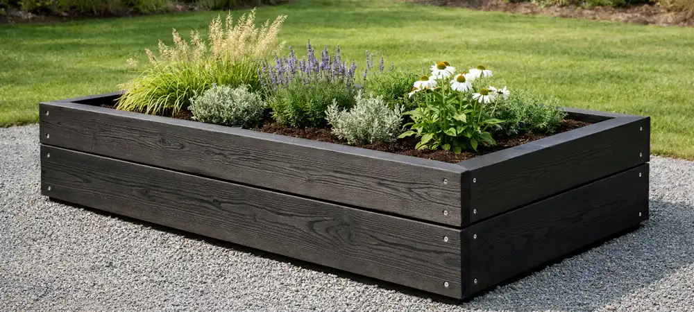 Yakisugi raised bed showing how to build a raised bed that stays straight with strong board layout and corner details
