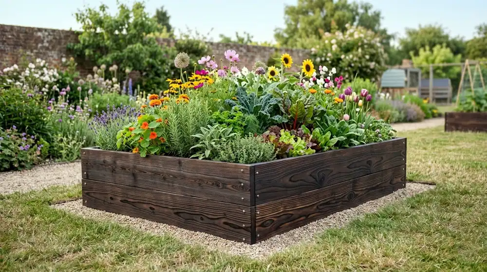 How high should a raised bed be for mixed planting and garden comfort