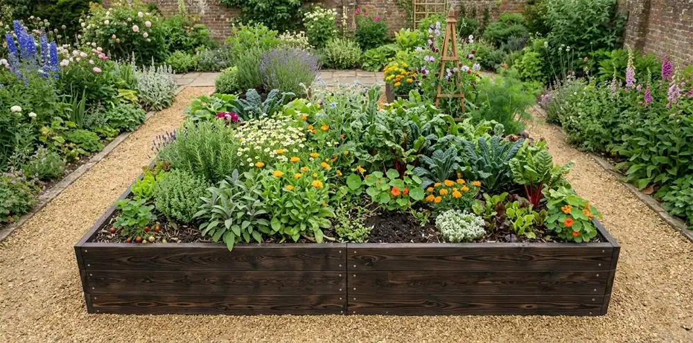 Wide raised bed showing why the centre can be hard to reach